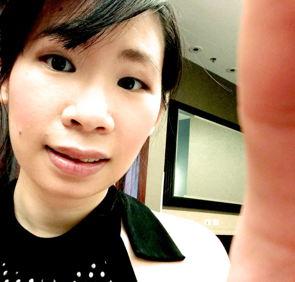 A Samantha selfie during Anime Central prep work